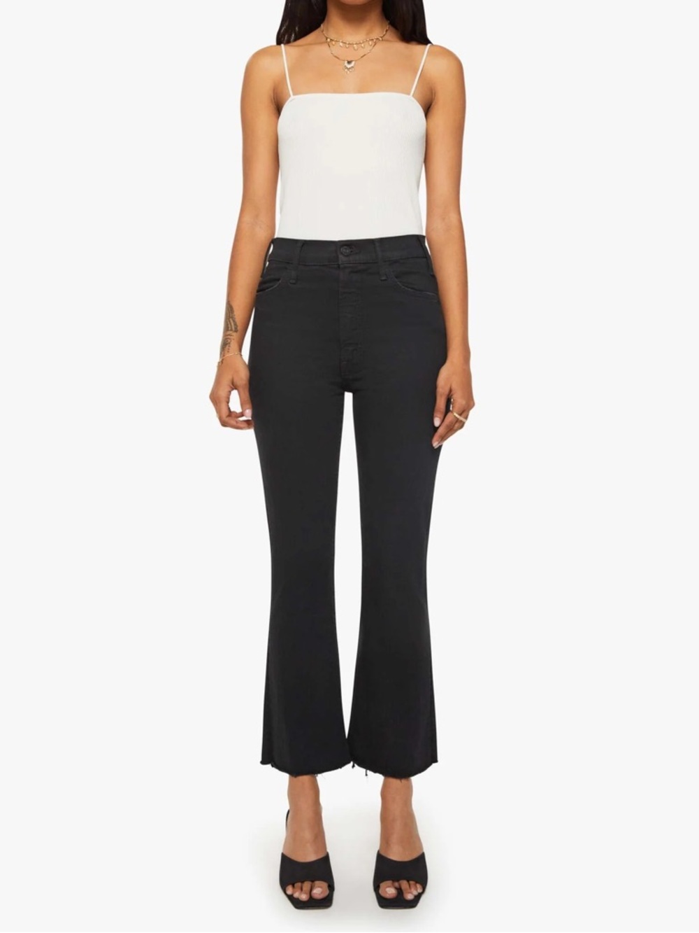 MOTHER The Hustler Ankle Fray Black